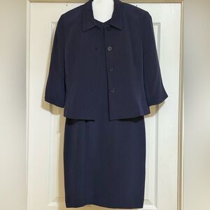 Amanda Smith Classic Dark Navy 2 Piece Suit - Sleeveless Sheath Dress & Blazer